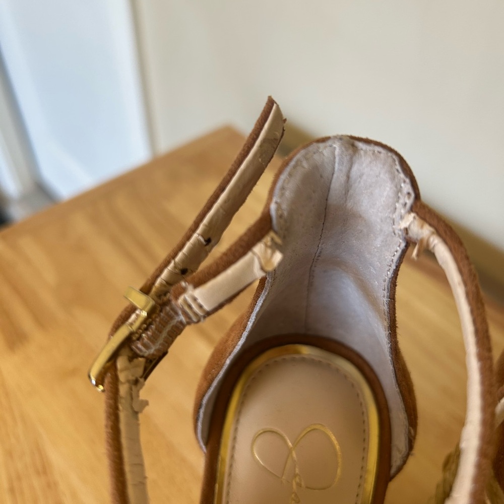 Jessica Simpson Tan Suede Wedge Sandals - Picture 6 of 7